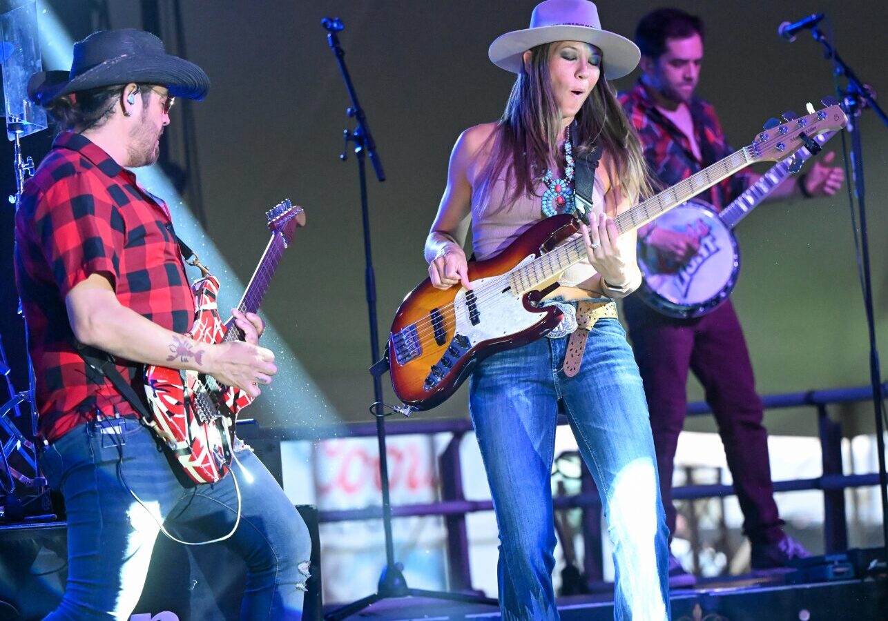 Musicians playing guitars at Elkhorn Ribfest